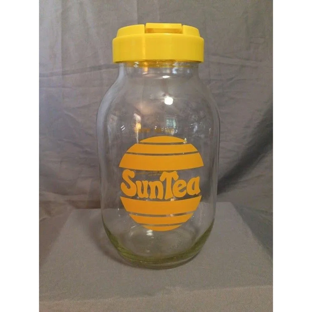 Sun Tea Ice Tea Recipe Vintage Carlton 3 Liter USAGlass Jar Yellow FREE SHIP!